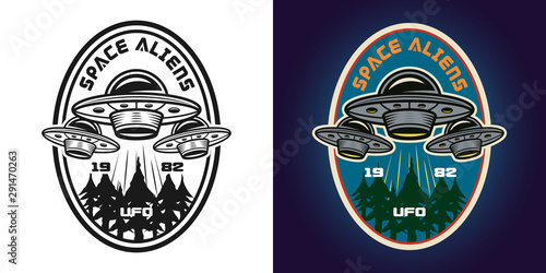 Ufo attack vector emblem, badge, label or logo