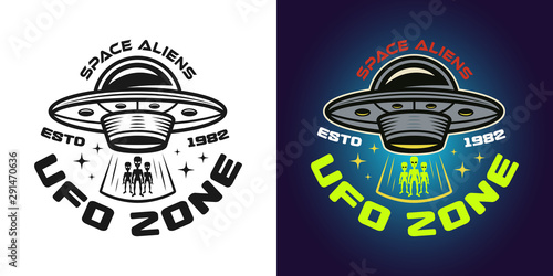 Ufo zone vector emblem in two styles