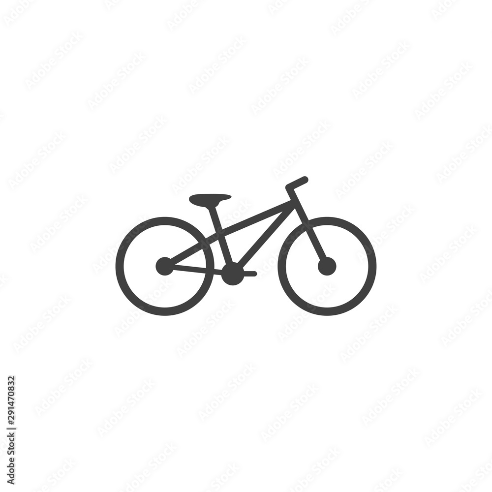 Bicycle icon in black color on a white background