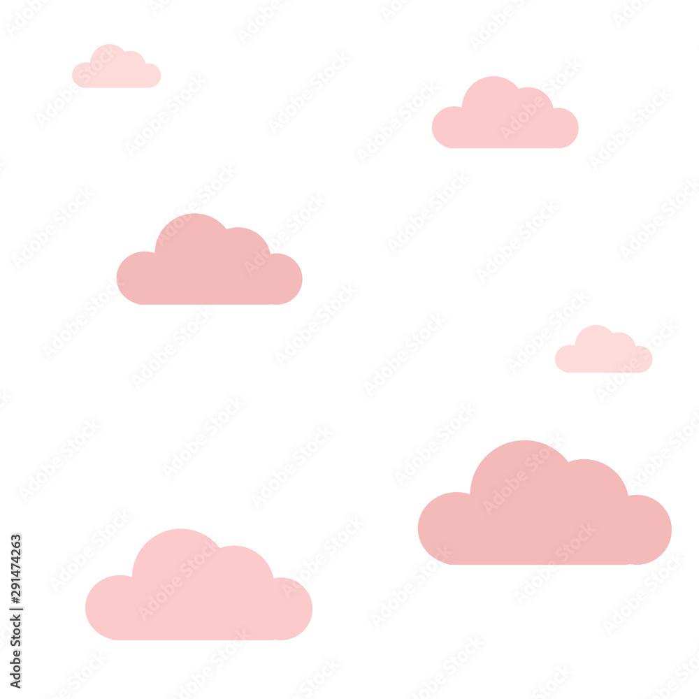 Sky background with white clouds, nature  vector illustration