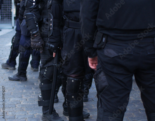 Special police in protective uniform. Detachments to protect and protect order at rallies and strikes.