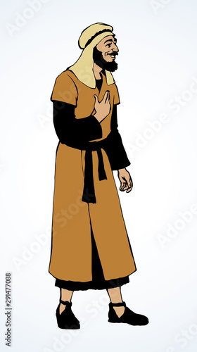 Jewish man in old clothes. Vector drawing