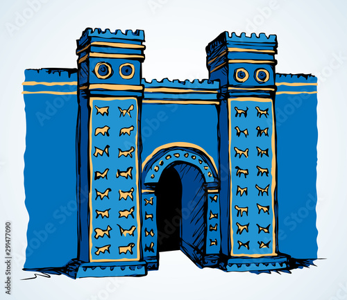 Photographie Babylonian Gate. Vector drawing scene