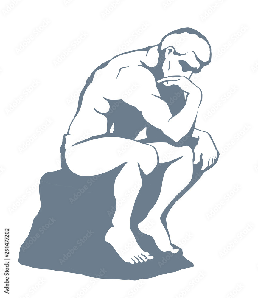 The statue the Thinker. Vector drawing The statue the Thinker. Vector drawing