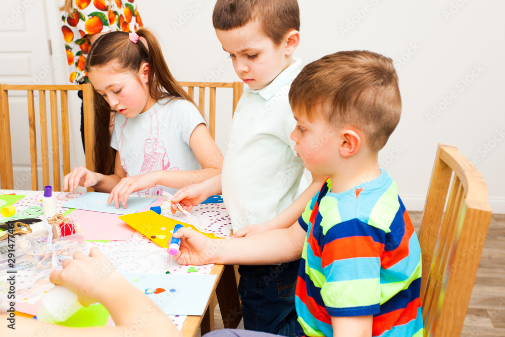 Two boys and a girl make lovely postcards in the masterclass Two boys and a girl make lovely postcards in the masterclass