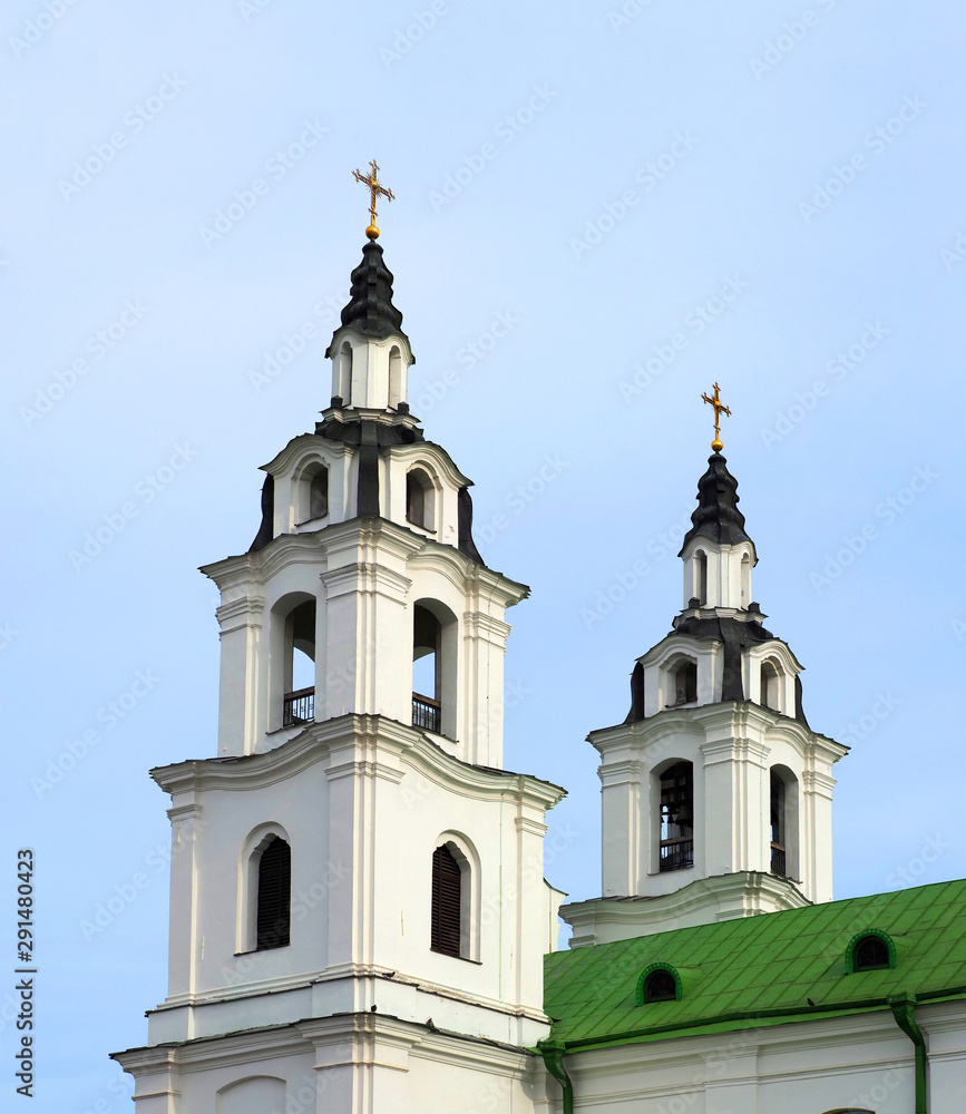 Minsk, Belarus, bell towers of the Cathedral of the Descent of the Holy Spirit