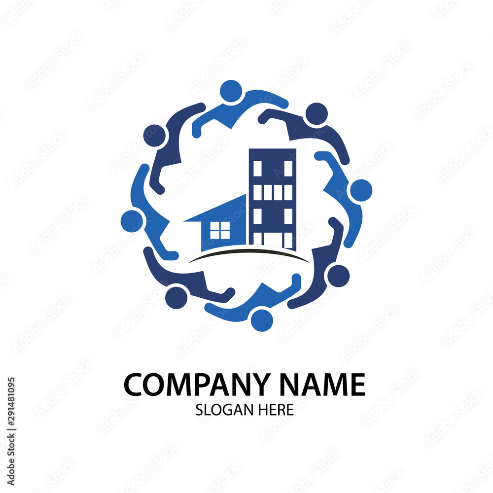 people work at building business logo