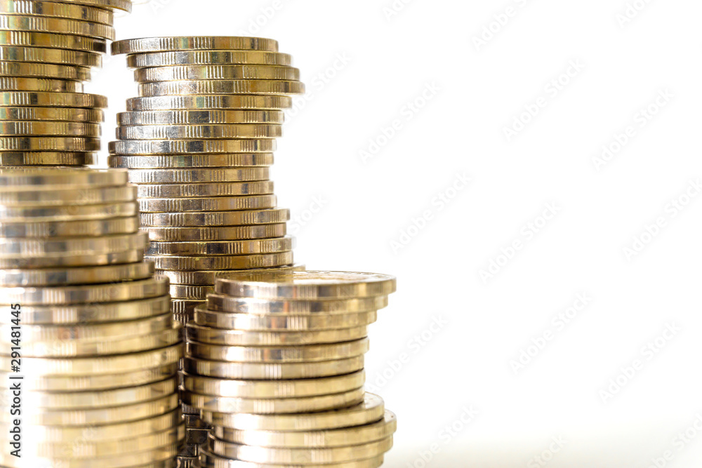 Coins stacked on each other in different positions. Saving money and finance business concept. Business finance and save money for prepare in the future. Time is money concept. Coins stacked on each other in different positions. Saving money and finance business concept. Business finance and save money for prepare in the future. Time is money concept.
