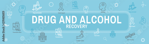 Drug and Alcohol Dependency Icon Set & Web Header Banner