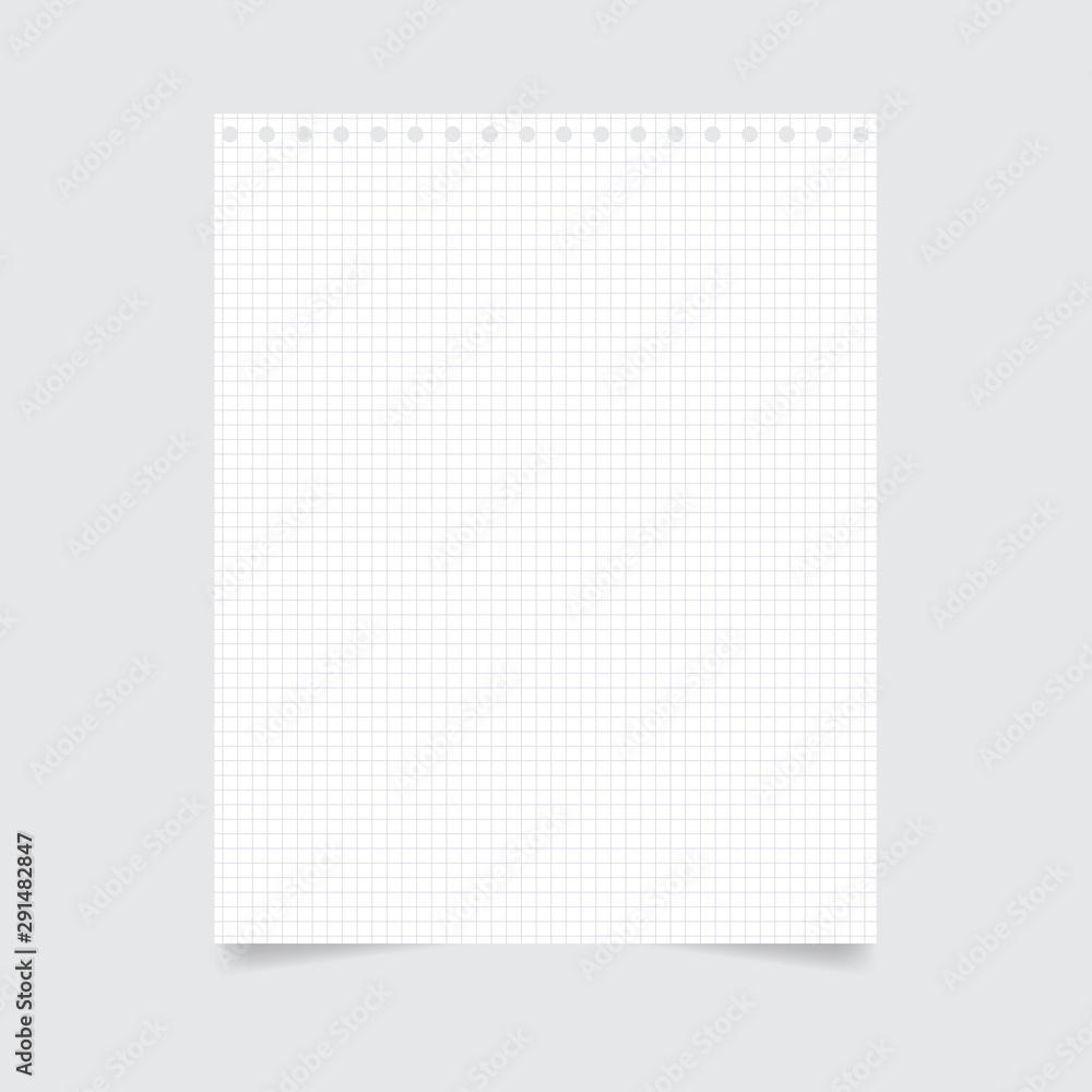 Square notepad sheet with holes on a gray background. Vector illustration . Square notepad sheet with holes on a gray background. Vector illustration .