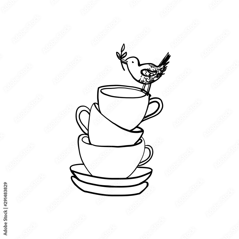 Afternoon Tea Set In Sketch Style HighRes Vector Graphic  Getty Images