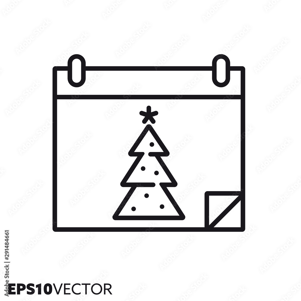 Christmas date on calendar vector line icon Christmas date on calendar vector line icon