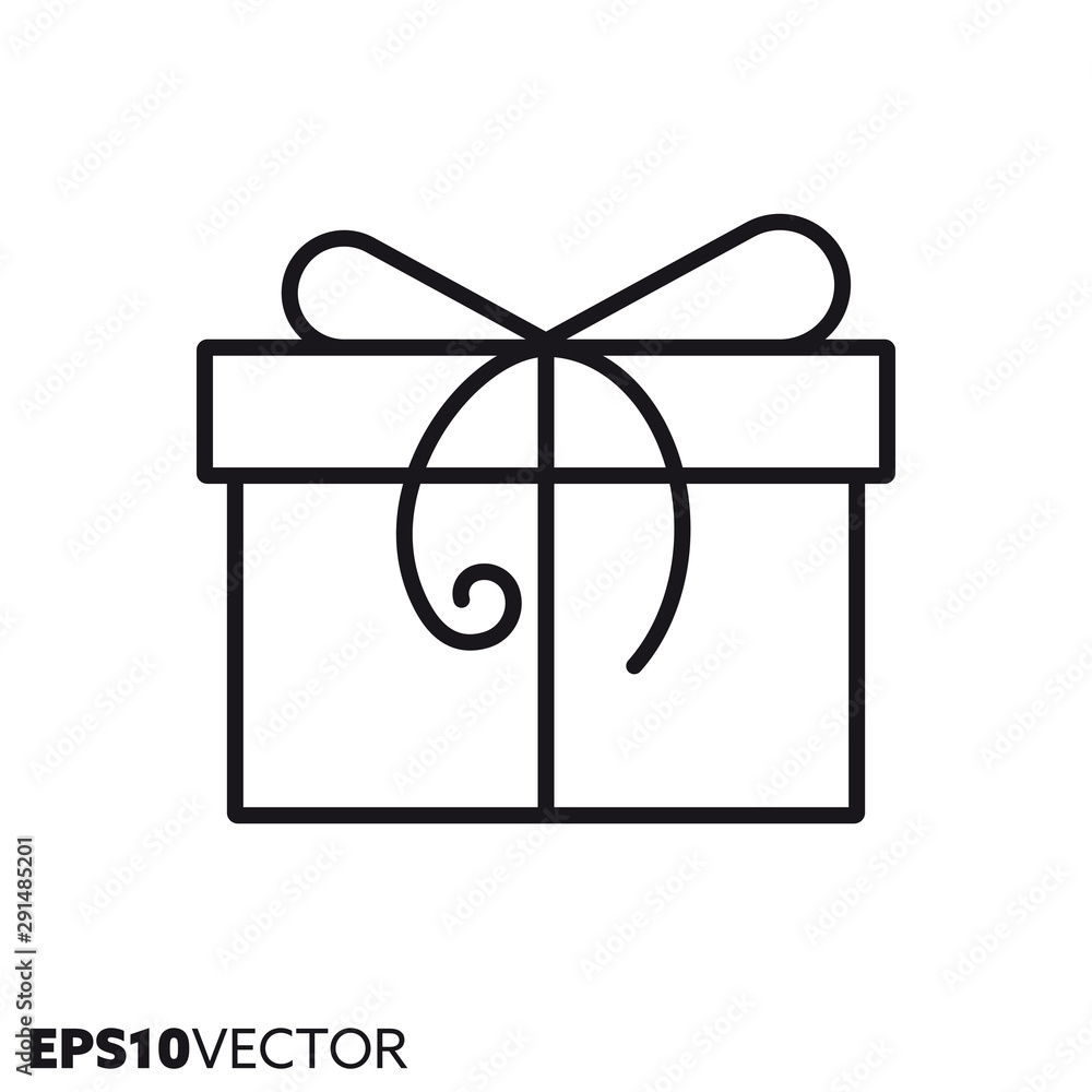 Christmas gift box vector line icon Christmas gift box vector line icon