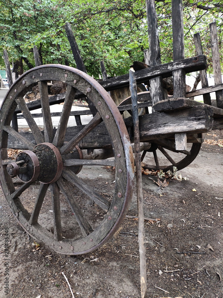 Old Wooden Wagon Wheel. The Old Wooden Cart Wheel