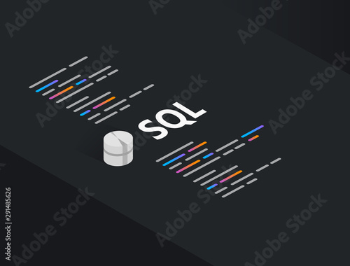 SQL, Strructure Query Language Database programming language vector illustration