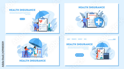 Health insurance concept. People standing at clipboard