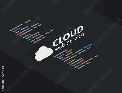 Cloud computing web service technology vector illustration