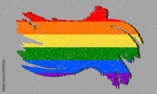 LGBT grunge flag  LGBT flag with shadow on isolated background  vector illustration
