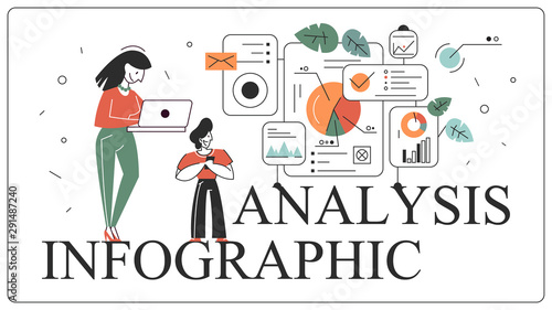 Business data analysis and analytics concept illustration