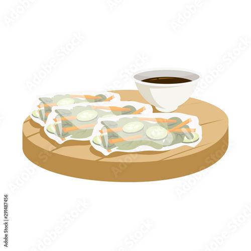 Spring rolls, asian cuisine. Chinese food with lettuce