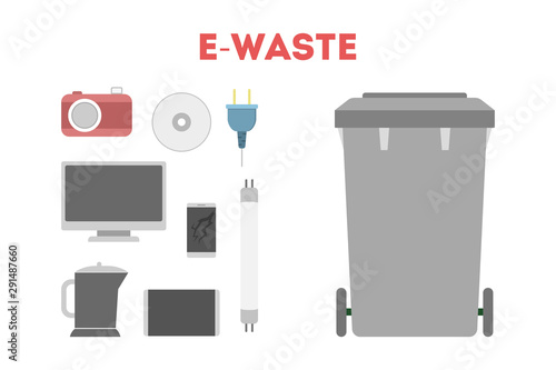 E-waste concept. Idea of electronic trash, computer and