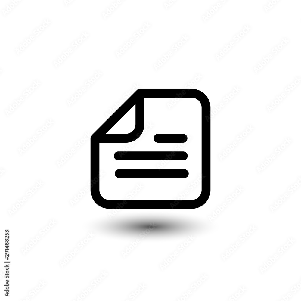 Round document black vector icon isolated on white background Round document black vector icon isolated on white background