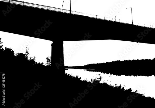 Black tree forest silhouette. Card with copy space. Isolated on white background. Vector nature illustration