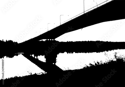 Black tree forest silhouette. Card with copy space. Isolated on white background. Vector nature illustration