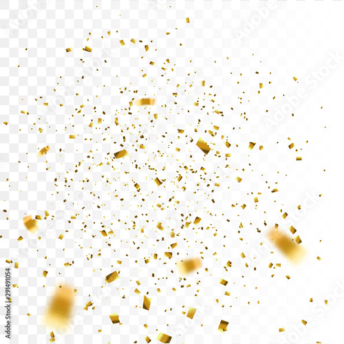 Gold Confetti Isolated On White Background. Celebrate Vector Illustration