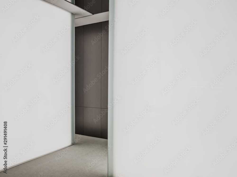 Perspective view of Empty Space with LED Light Lamps and Lights Shade on Wall for Gallery Interior Perspective view of Empty Space with LED Light Lamps and Lights Shade on Wall for Gallery Interior