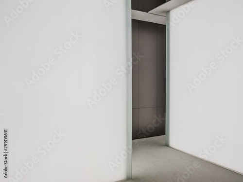 Perspective view of Empty Space with LED Light Lamps and Lights Shade on Wall for Gallery Interior