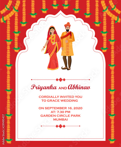 Hindu wedding invitation card design template