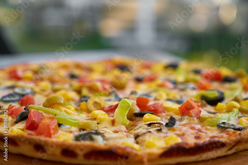 Delicious fresh vegetarian Italian pizza