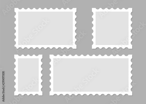 Illustration with blank postage stamps. Isolated vector design. Perforated edge label. Label, sticker vector
