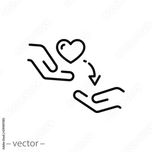 kindness icon, kind concept, random act, thin line web symbol on white background - editable stroke vector illustration eps10 photo