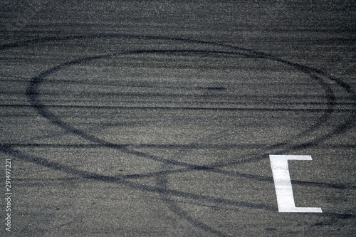 donut tire tracks on racing tracks