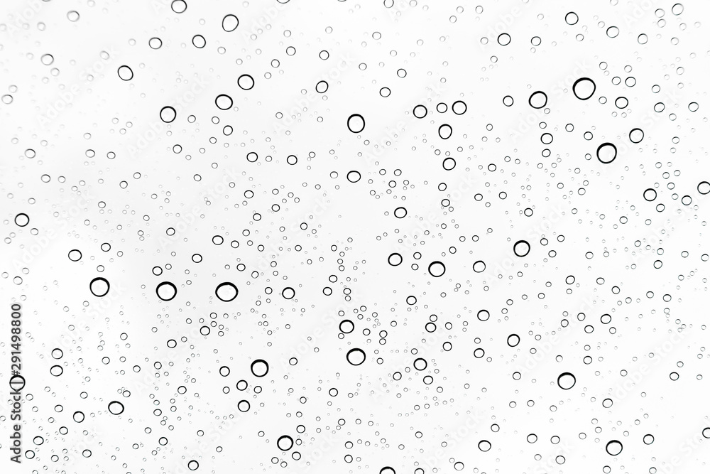 Rain drops on window glasses surface Natural Pattern of raindrops. Natural pattern of raindrops on white background for your design.