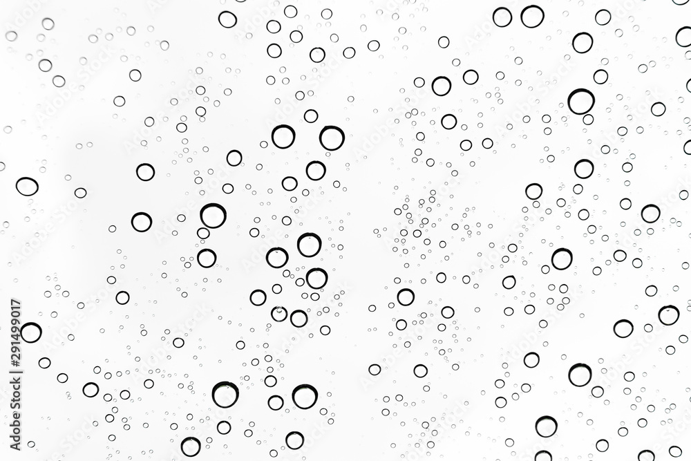 Rain drops on window glasses surface Natural Pattern of raindrops. Natural pattern of raindrops on white background for your design.