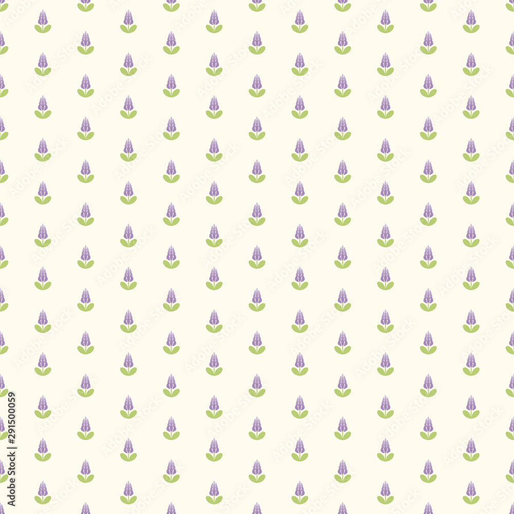 Seamless pattern of small abstract purple flowers on a cream background. Seamless pattern of small abstract purple flowers on a cream background.