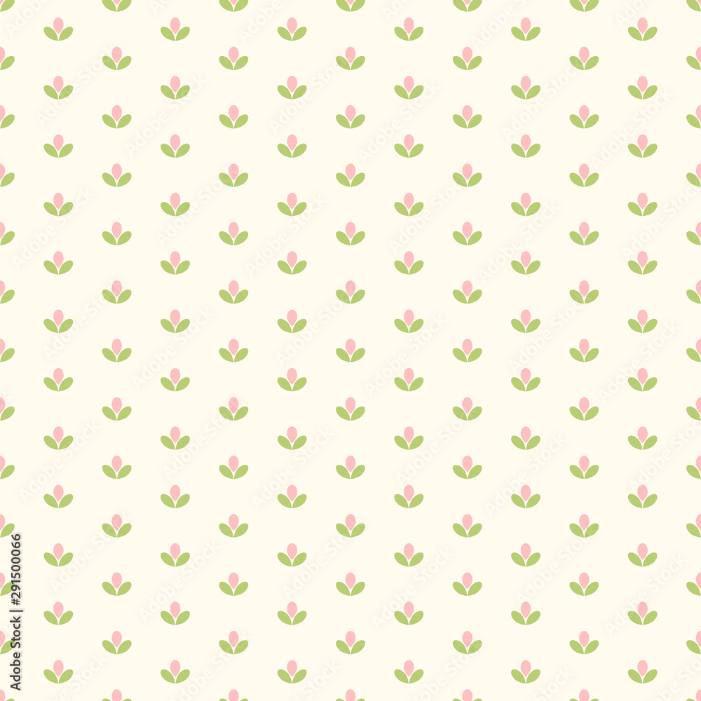 Seamless pattern of small abstract pink flowers on a cream background. Seamless pattern of small abstract pink flowers on a cream background.
