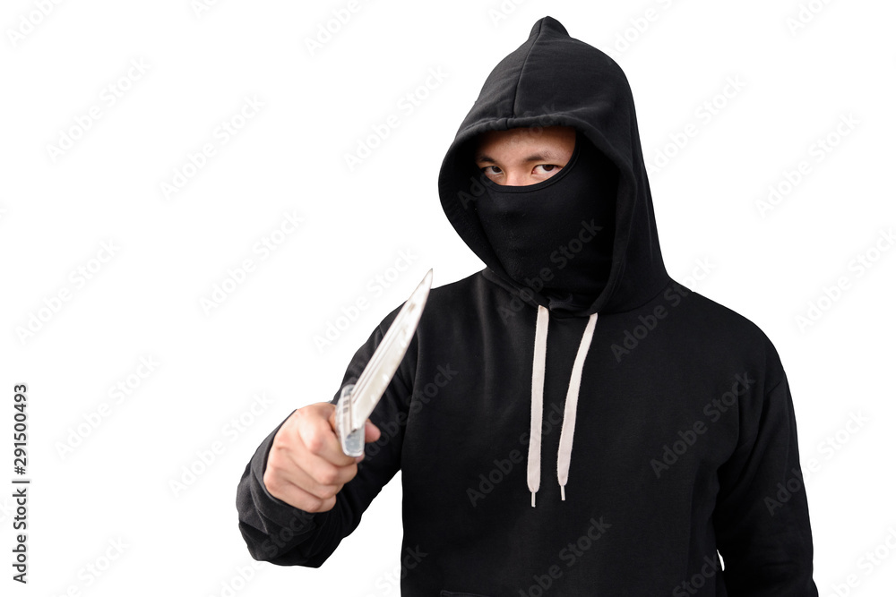 thief man with knife isolated on white thief man with knife isolated on white