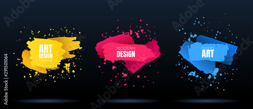 Vector modern abstract banners. Flat geometric dynamic color. Modern Art graphics. Element for design business cards, invitations, flyers and brochures. Grunge brush stroke. Paint splash. Web design