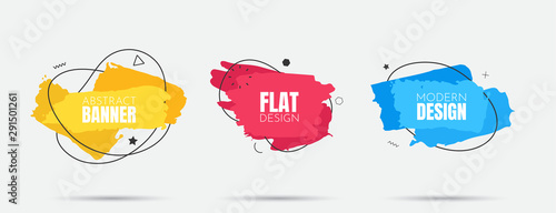 Vector modern abstract banners. Flat geometric dynamic color. Modern Art graphics. Element for design business cards, invitations, flyers and brochures. Grunge brush stroke. Paint splash. Web design
