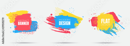 Vector modern abstract banners. Flat geometric dynamic color. Modern Art graphics. Element for design business cards, invitations, flyers and brochures. Grunge brush stroke. Paint splash. Web design