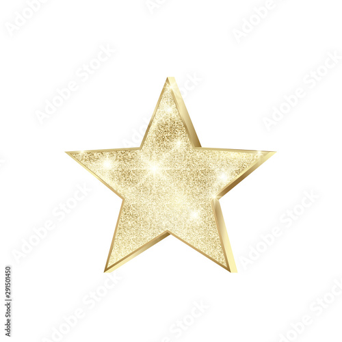 Golden star scatter glitters. Shiny Christmas decoration. Gold Star with sparkles. Vector illustration isolated on white background