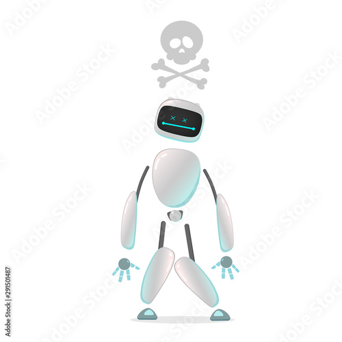 RPA. Funny white robot in different comic situations and moods. Modern technologists of the invention of the future, artificial intelligence. robotics and bots