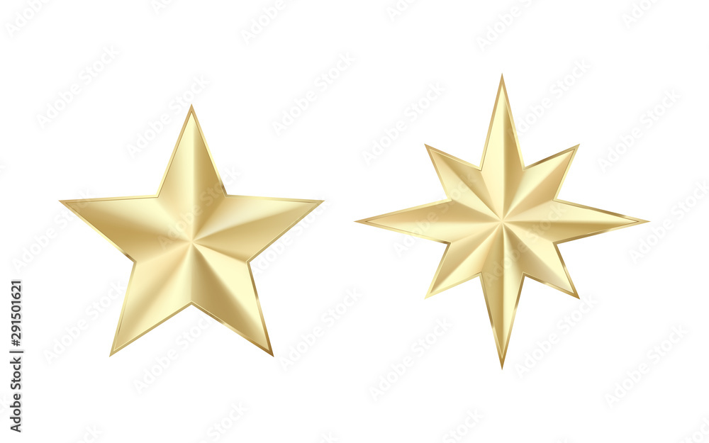 Set of golden stars with glitters. Shiny gold star with sparkles. Vector illustration isolated on white background Set of golden stars with glitters. Shiny gold star with sparkles. Vector illustration isolated on white background