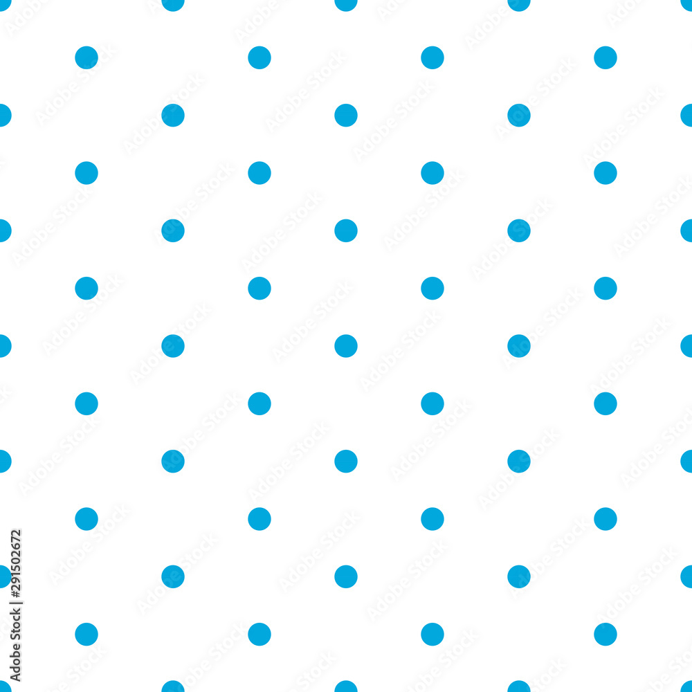 Blue polka dots seamless pattern vector printed on white background.