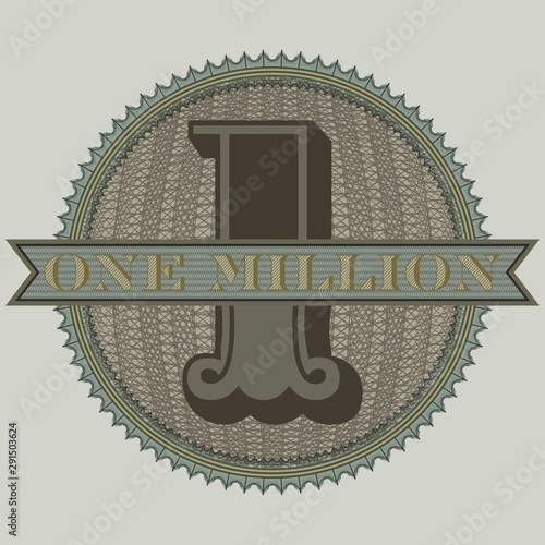Sticker round guilloche mesh and the inscription one million