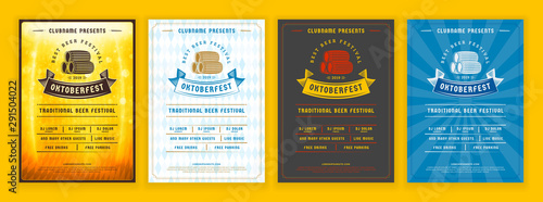 Oktoberfest beer festival celebration. Retro typography poster or flyer template for beer party. Set of different invitation design